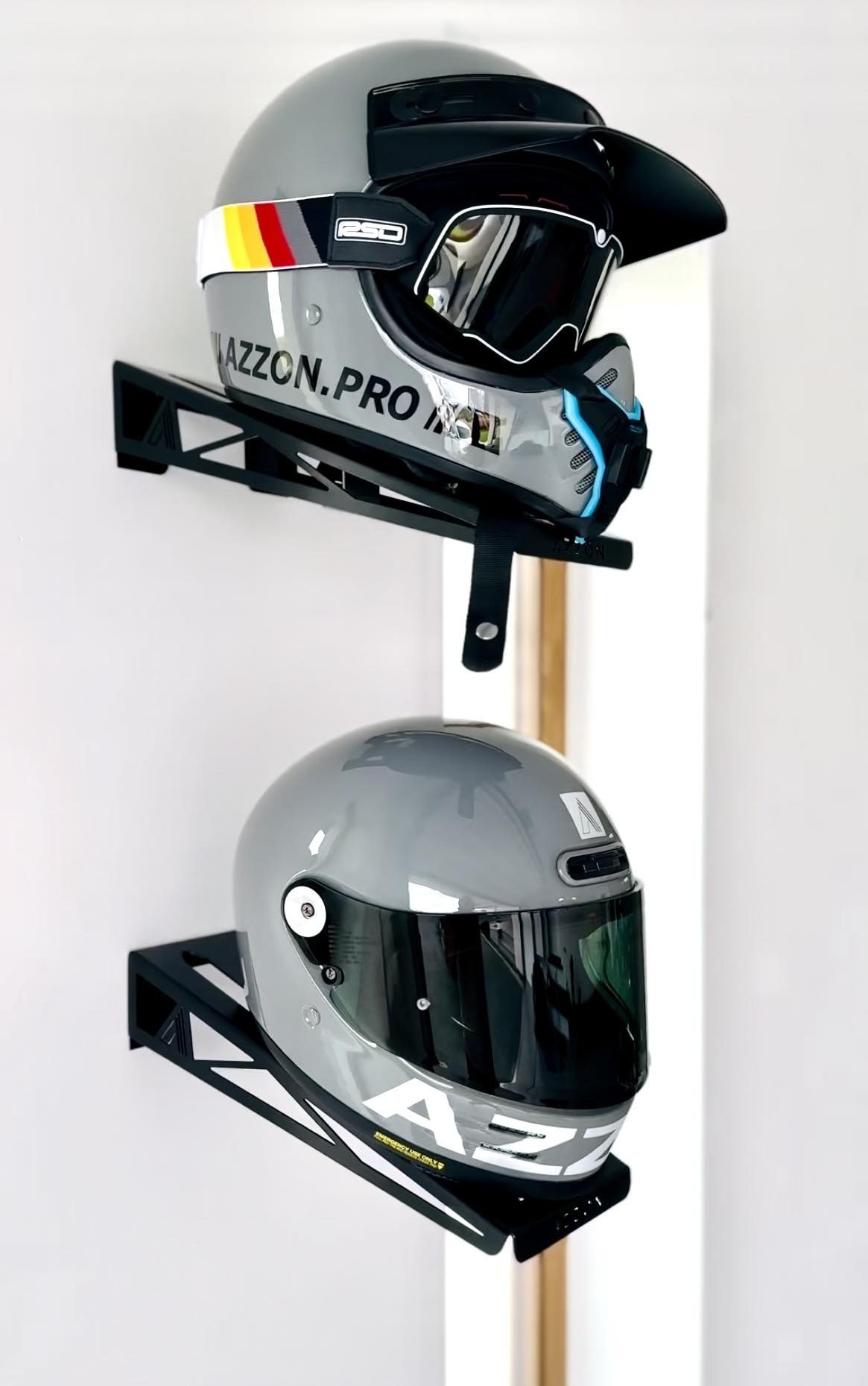 Motorcycle helmet rack